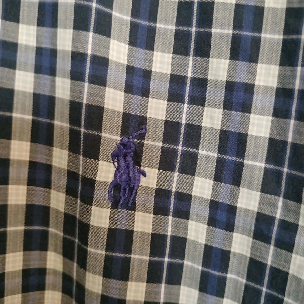 Polo Ralph‎ Lauren Blake Black And Blue Plaid Men's Short Sleeve Shirt Size L